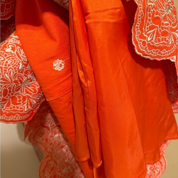 Coldwater Creek Dress Orange White Embroidery Size 8 - Picture 5 of 9